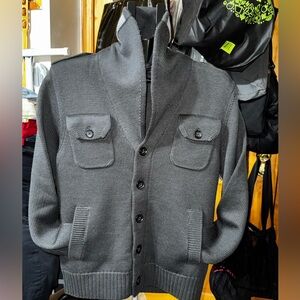 Banana Republic I Men’s I Cardigan I Knit I Charcoal Gray I Button Cardigan